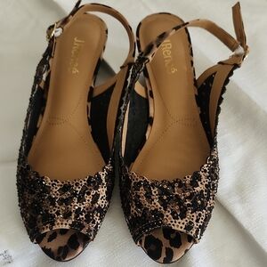 J.Renee Black and Brown Heels with Elegant Design With A Sparkling Rhinestones.